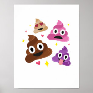 Affiche Cute drôle Emoji Rose Bow Cutie Poo - Poop Emoji