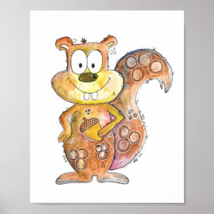 Affiche Cute écureuil Brown Whimsical