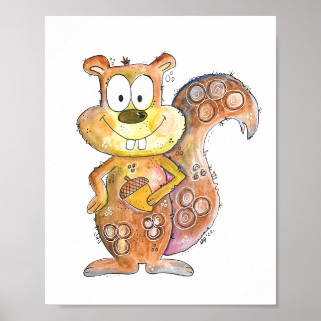 Affiche Cute écureuil Brown Whimsical (Devant)