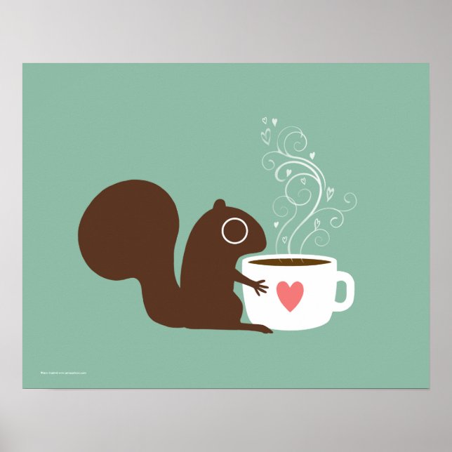 Affiche Cute Écureuil Lover café | Whimsical Animal Art (Devant)