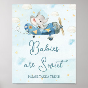 Affiche Cute Elephant Plane Aventure Blue Baby Traitements