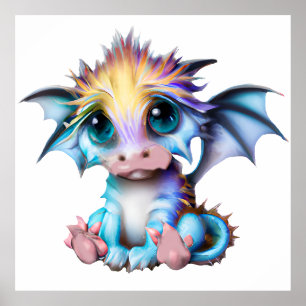 Affiche Cute et adorable Kawaii Baby Dragon