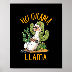 Affiche Cute et drôle Llama Pas de Drama Llama Cadeau pour