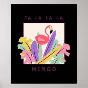 Affiche Cute Fa La Mingo Noël Falala Flamant rose de neige