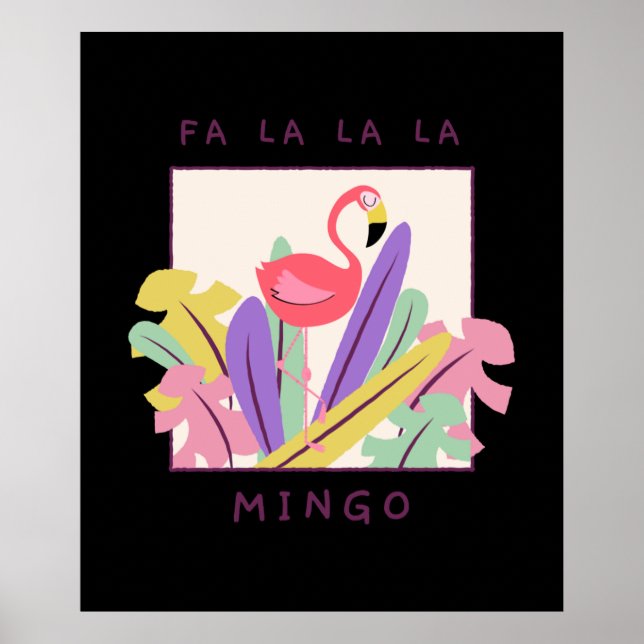Affiche Cute Fa La Mingo Noël Falala Flamant rose de neige (Devant)
