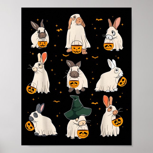 Affiche Cute Fall Bunny Ghost Costume Rabbit Lover Soky Se (Devant)