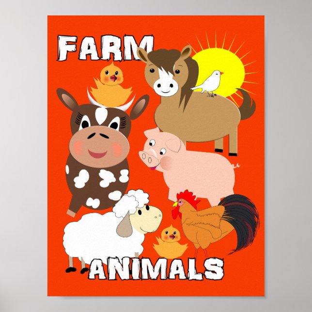 Affiche Cute Farm Animals Kids Whimsy Picture (Devant)