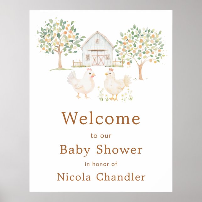 Affiche Cute Farm Barn Baby Shower Welcome (Devant)