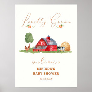 Affiche Cute Farmers Market Barnyard Baby shower Bienvenue