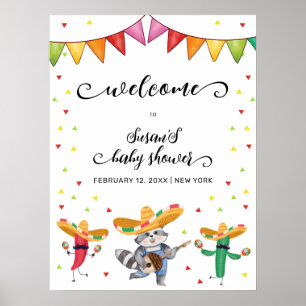 Affiche Cute Fiesta Taco Cactus Baby shower animal Bienven