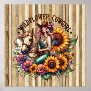 Affiche Cute fleur sauvage Western Cowgirl