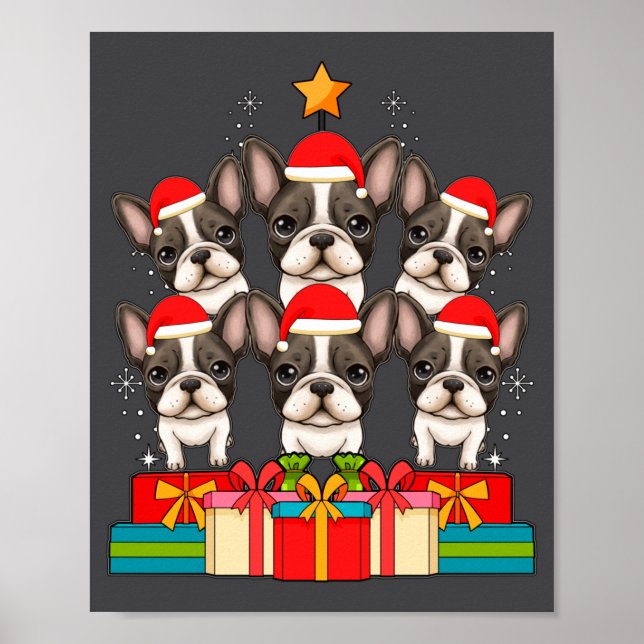 Affiche Cute French Bulldog Le Frenchie Christmas Tree Xma (Devant)