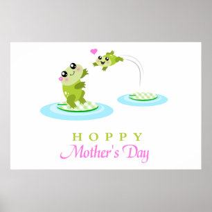 Affiche Cute Frog Hoppy Bonne fête des mères