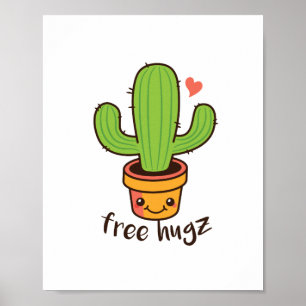 Affiche Cute Funny LIBRE HUGS Hugz Cactus Cactus Prickly