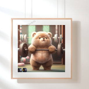 Affiche Cute Funny Ours Poids dans Gym Workout Art