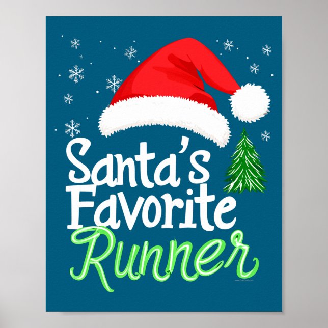 Affiche Cute Funny Santa's Favorite Runner Christmas Run H (Devant)
