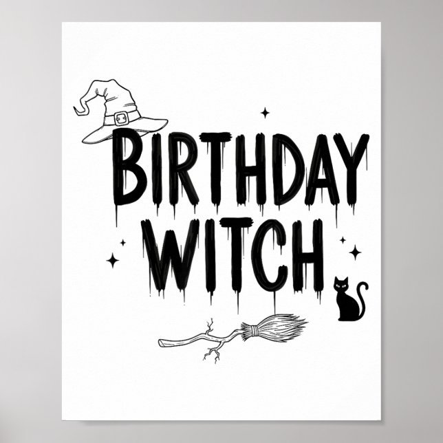 Affiche Cute Funny Witch Witchy Birthday Witches Happy Wom (Devant)