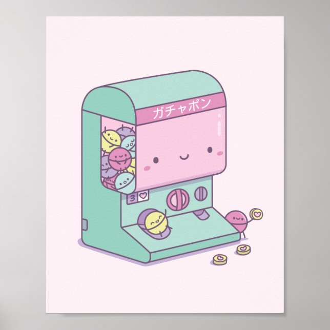 Affiche Cute Gachapon Capsule Toy Machine Japon Doodle (Devant)