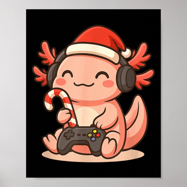 Affiche Cute Gamer Axolotl Christmas Design  (Devant)