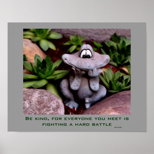Affiche Cute Garden Frog Kindness Citation Inspirante (Devant)