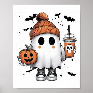 Affiche Cute Ghost Boire Café Halloween Ghost Café