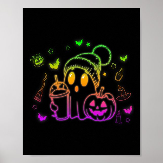 Affiche Cute Ghost Boire Café Halloween Ghost Café (Devant)