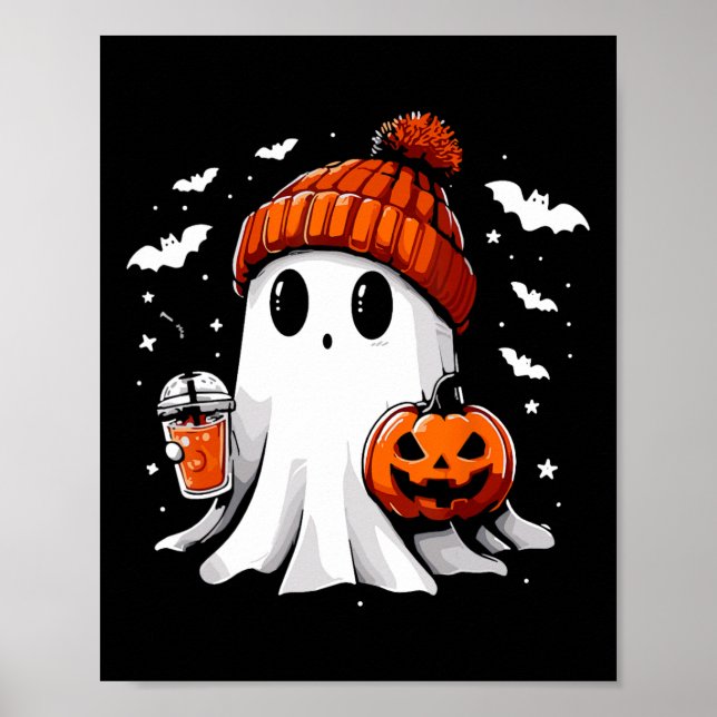 Affiche Cute Ghost Boire Café Halloween Ghost Café (Devant)