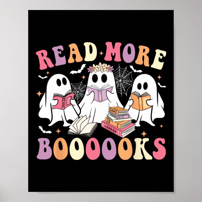 Affiche Cute Ghost Book Lire plus Livres Drôle Enseignants (Devant)