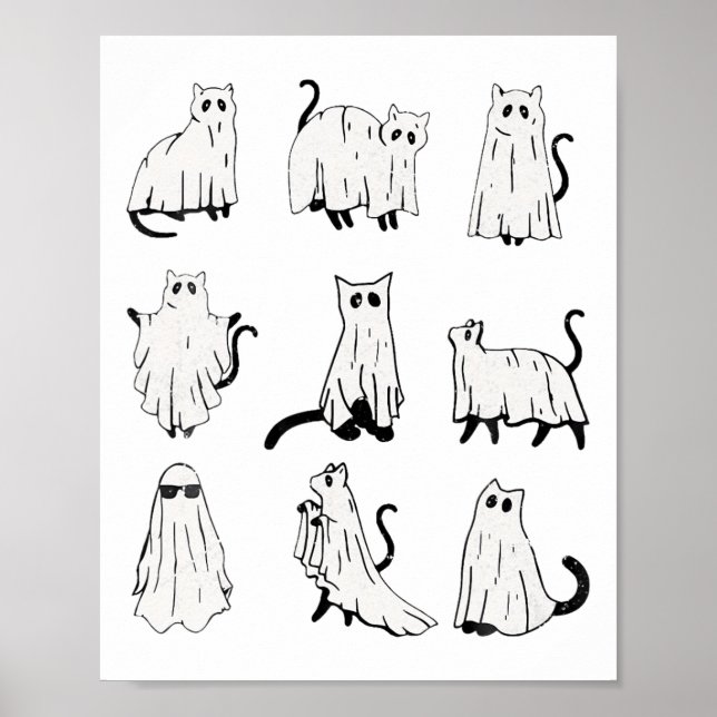Affiche Cute Ghost Chat Funny Halloween Costumes (Devant)