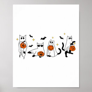 Affiche Cute Ghost Chat Funny Halloween Costumes de tenue