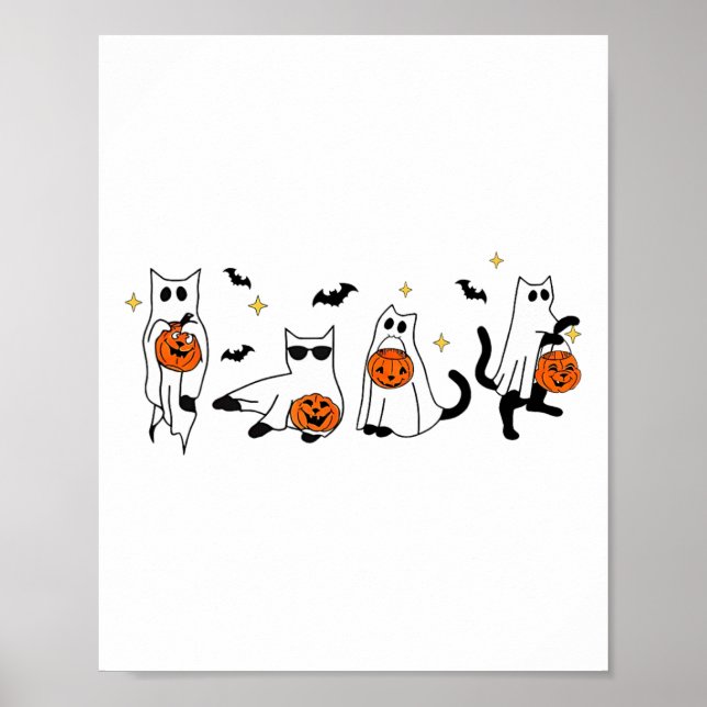 Affiche Cute Ghost Chat Funny Halloween Costumes de tenue  (Devant)