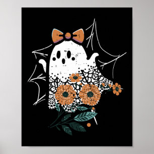 Affiche Cute Ghost Dancing Retro Halloween Femmes Filles E