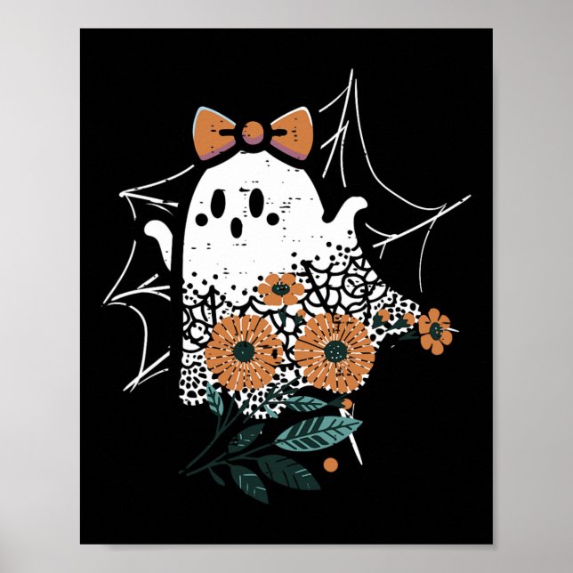 Affiche Cute Ghost Dancing Retro Halloween Femmes Filles E (Devant)