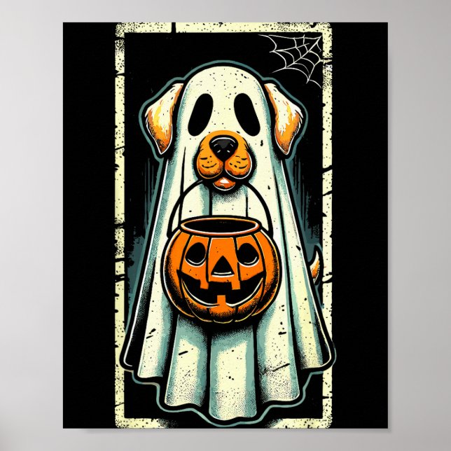 Affiche Cute Ghost Dog Men Women Kids Halloween Funny Ghos (Devant)