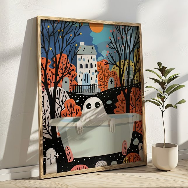Affiche Cute Ghost in Bathtub 3D Halloween Salle de Bain  (Créateur téléchargé)