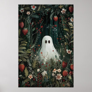Affiche Cute Ghost In Strawberry Meadow Print, Ghost