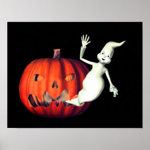 Affiche Cute Ghost Jack O Lantern Halloween