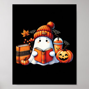 Affiche Cute Ghost Lecture Livre Amateurs Halloween Ghost