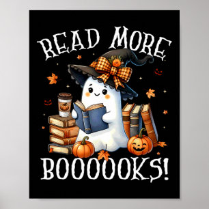 Affiche Cute Ghost Lecture Livre Amateurs Halloween Lire p