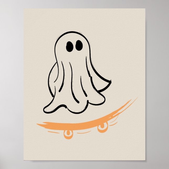 Affiche Cute ghost on skateboard (Devant)