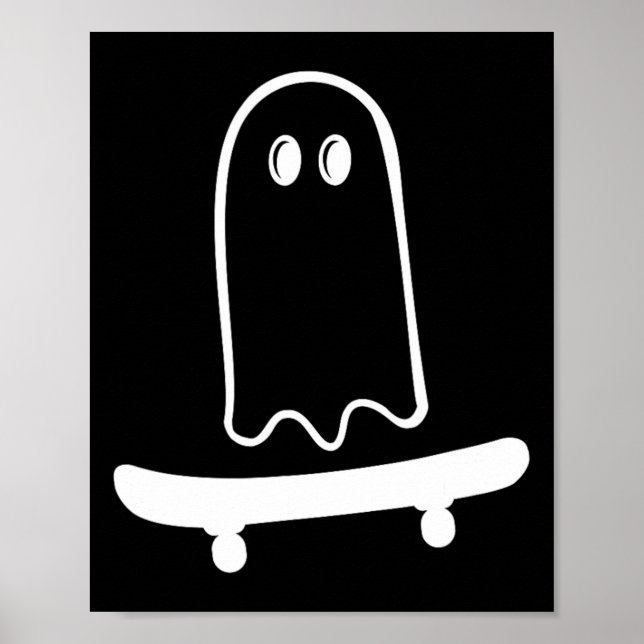 Affiche Cute Ghost Skateboard To Funny Skateboarder Hallow (Devant)