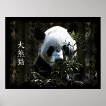 Cute Giant Panda Ours avec savoureux Feuilles Bamb