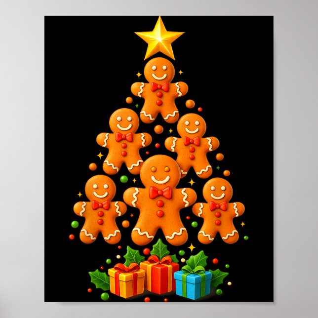 Affiche Cute Gingerbread Christmas Tree Holiday Funny Xmas (Devant)