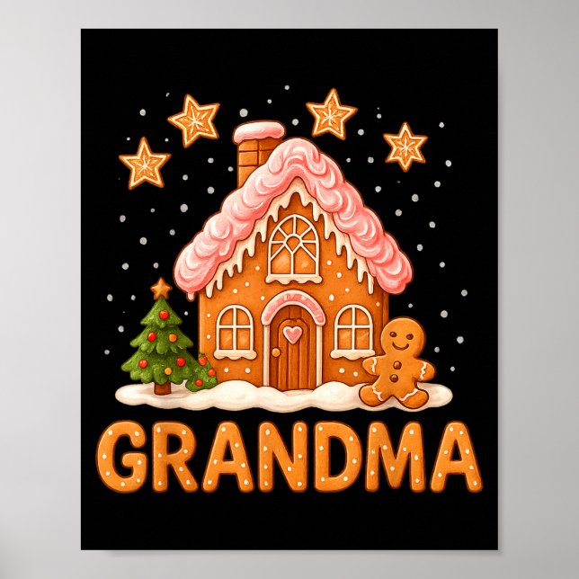 Affiche Cute Gingerbread Grandma Merry Christmas Funny  (Devant)