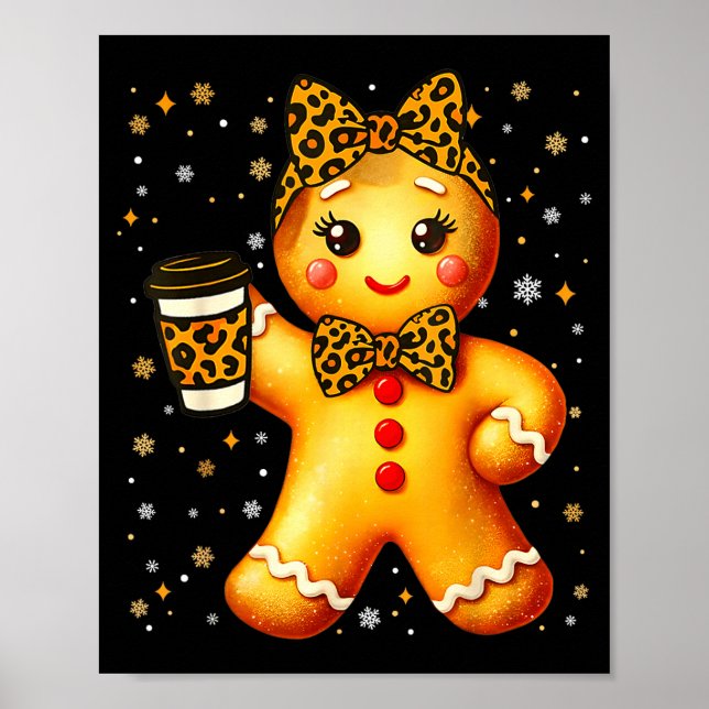 Affiche Cute Gingerbread Leopard Coquette Christmas Xmas G (Devant)