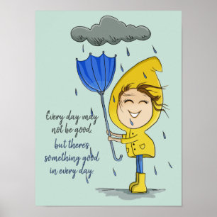 Affiche Cute Girl Rainy Windy Day Encouragement graphique