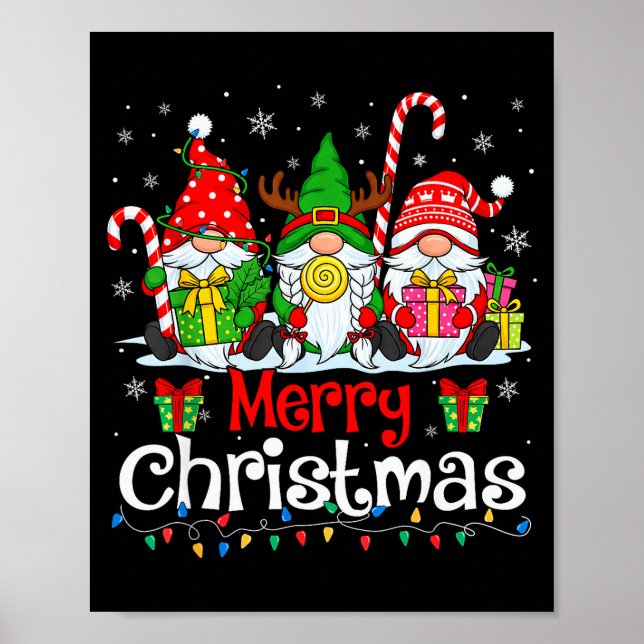 Affiche Cute Gnomes Merry Christmas Light Family Gnome Xma (Devant)