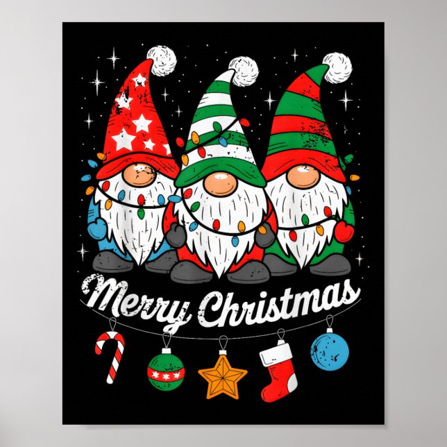 Affiche Cute Gnomes Merry Christmas Light Family Gnome Xma (Devant)