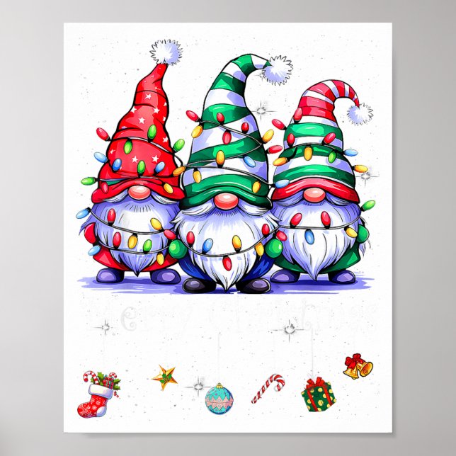 Affiche Cute Gnomes Merry Christmas Light Family Gnome Xma (Devant)