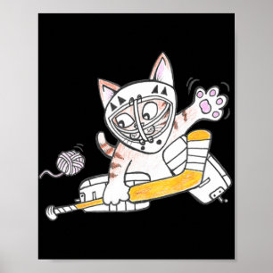 Affiche Cute GOALIE Kitten Chat Jouer au hockey